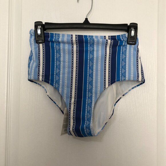 Lemlem Eshal High Waist Bikini Bottom Blue Striped‎ Swimwear Size Small Stylish - Picture 4 of 8